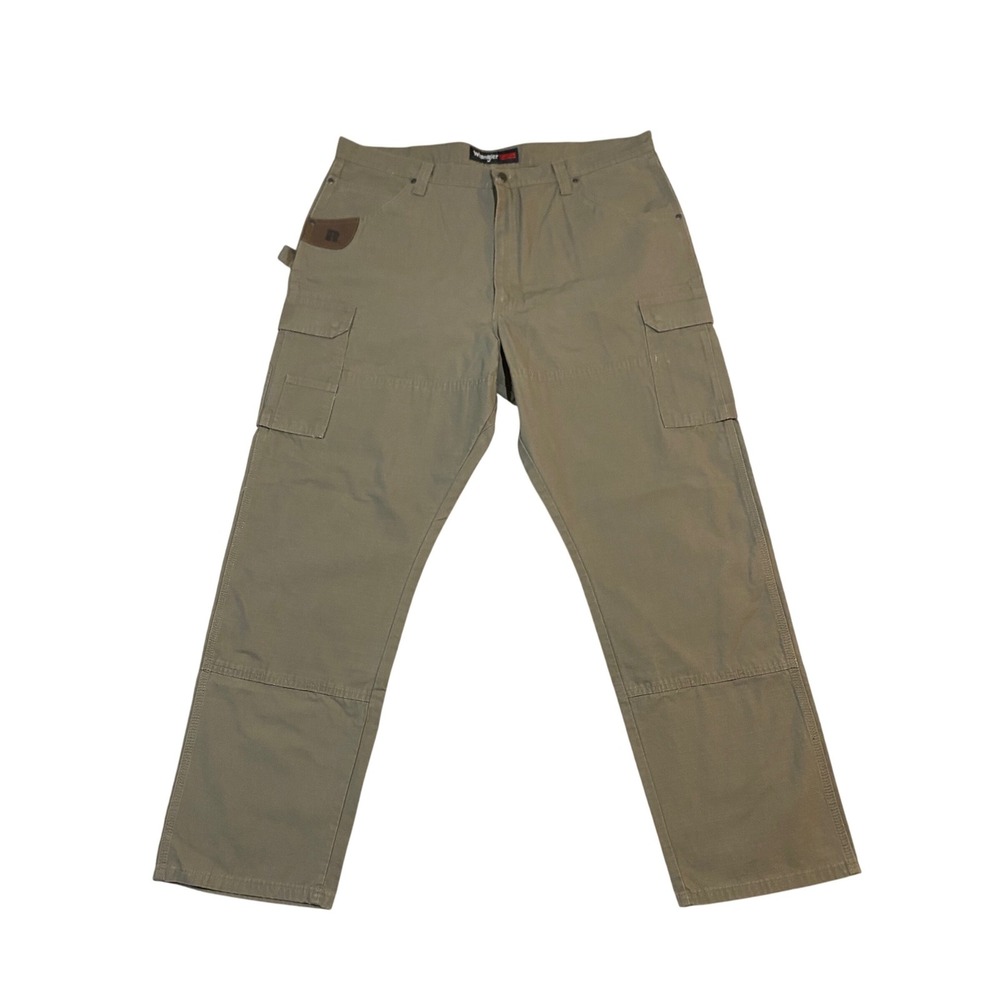 Wrangler RIGGS Workwear Mens 42x34 Brown Ripstop Double Knee Cargo Pants 3W060BR